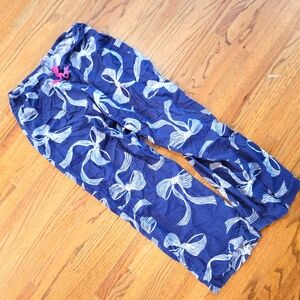 Victoria's Secret Blue Ribbon comfy PJ Bottoms Pants Pajamas Navy White